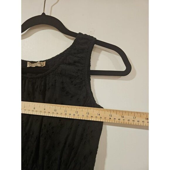 Lungo L'Arno Italy Med High Low Dress Black Lagenlook Eyelet Hem Boho Hippie - Picture 6 of 9